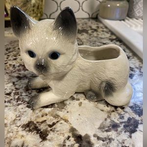 Vintage Siamese cat planter. EUC
